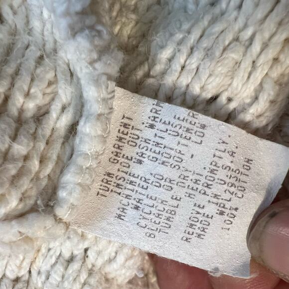 Vintage Winona Knits Sweater Women Medium Chunky Beige Crew Neck USA Made Floral - Picture 8 of 8